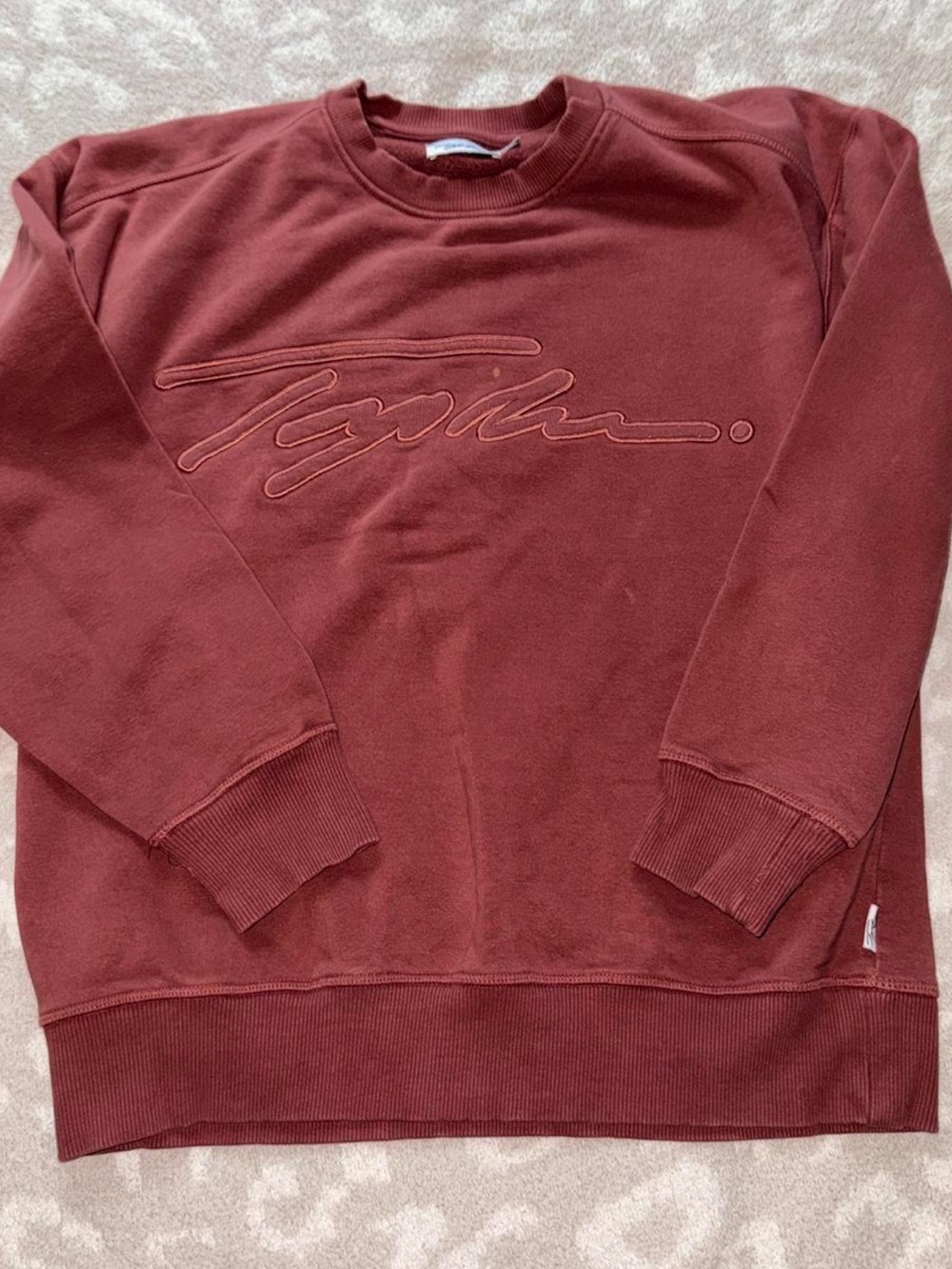 Men's Script-Embroidered Crewneck Sweatshirt - Rust
